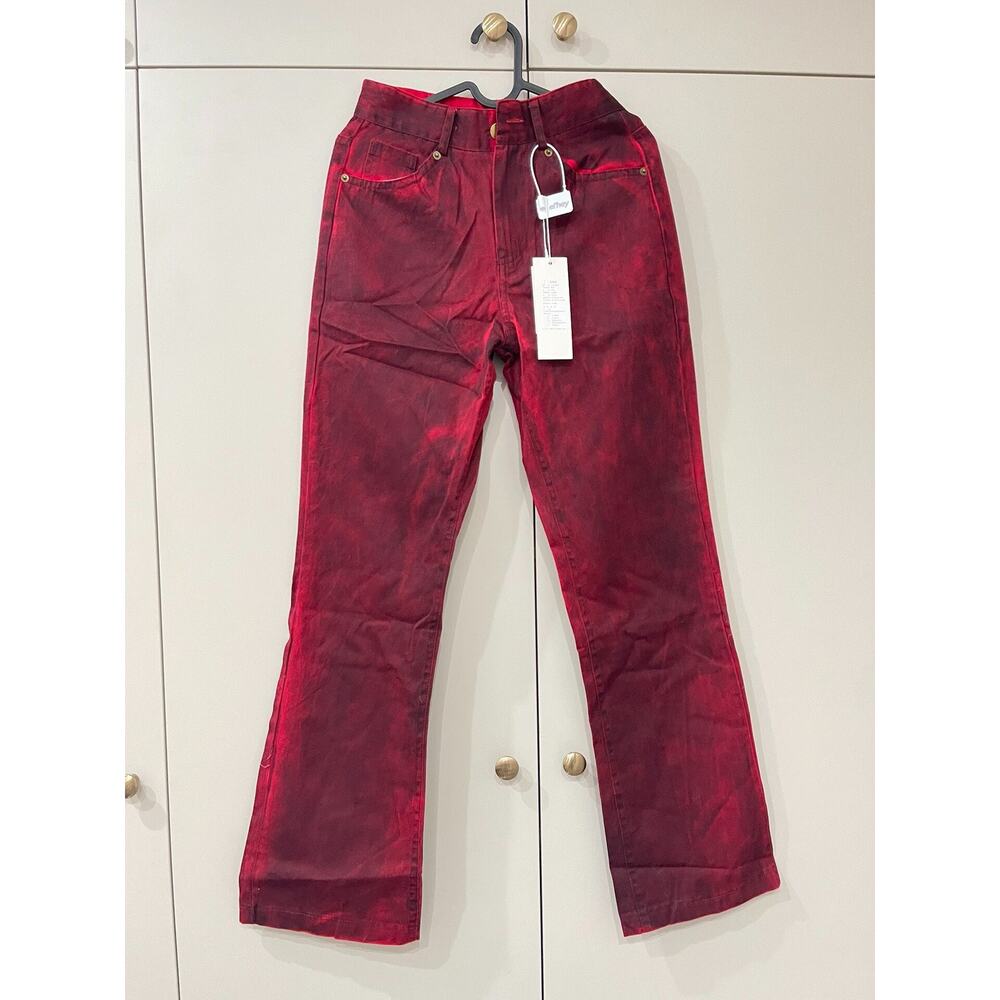 Vintage Faded Wash Baggy Red Boocut Denim Jeans Pants size 25
